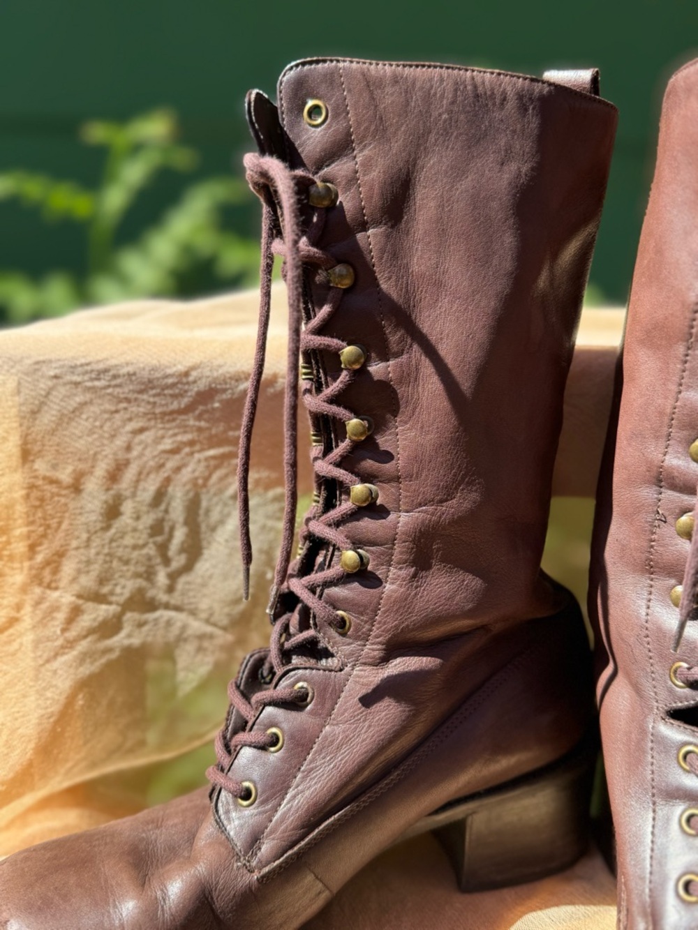 Nine West Brown Leather Lace Up Heeled Boots - Picture 4 of 16